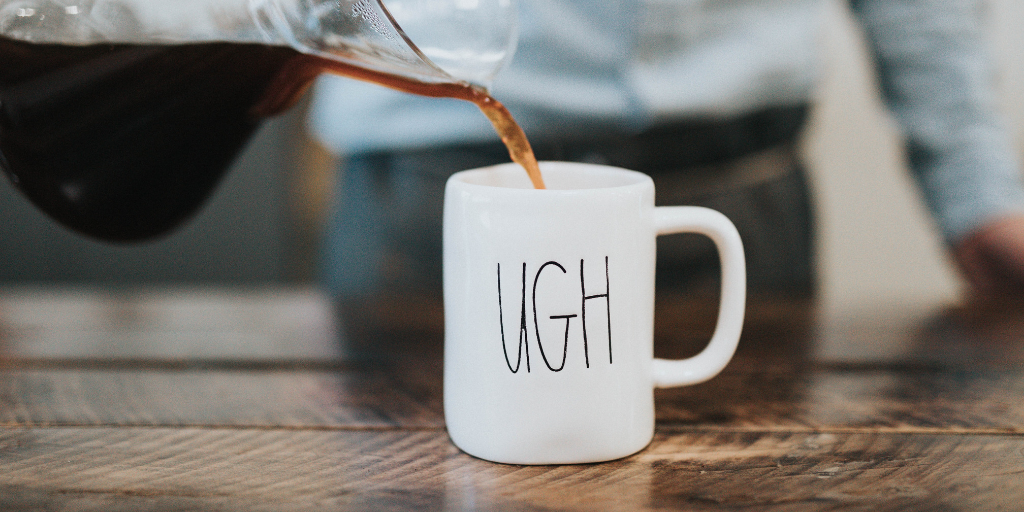 Coffee mug designed with the work “UGH” on the mug face | Retail Shift Episode 16: Business Failures: Recovering From vs. Redefining Them | Hosted by Chris Guillot of Merchant Method | Subscribe at merchant.tips/podcast