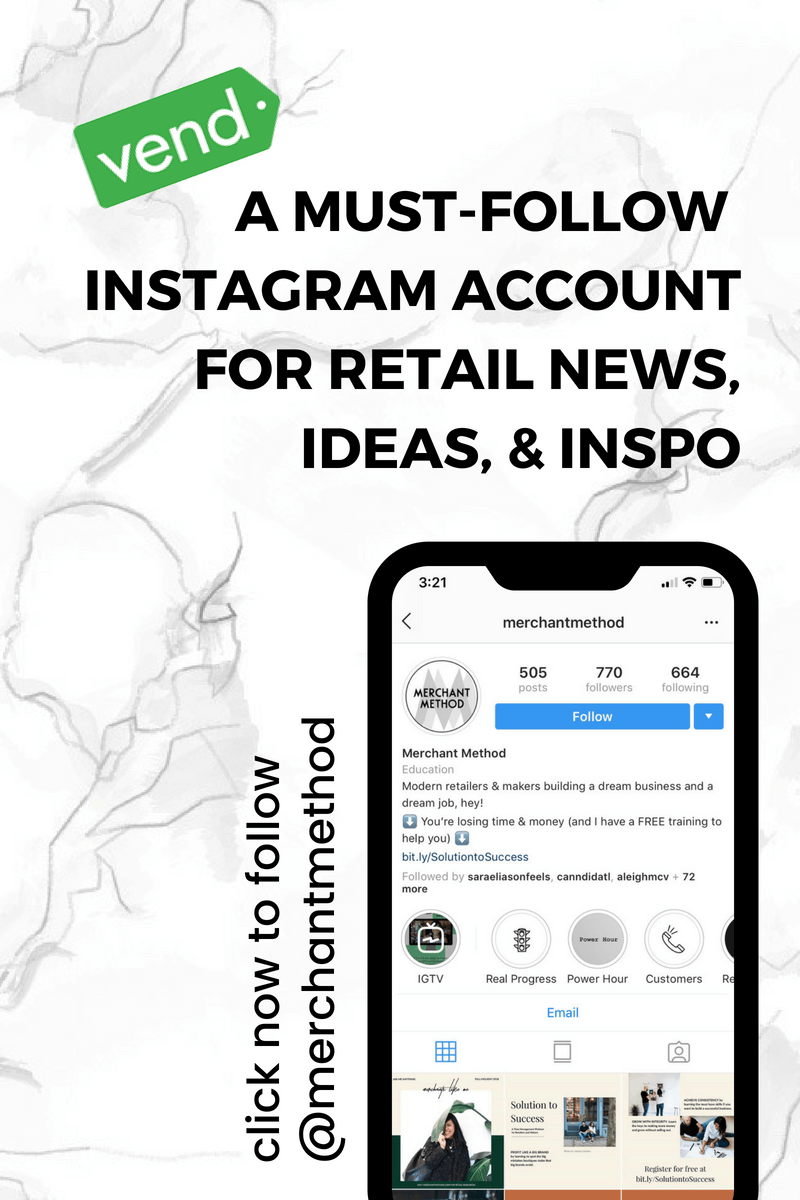 @merchantmethod on Instagram was named a must-follow account for retail news, ideas, and inspiration by Vend | Follow @merchantmethod | Visit merchantmethod.com/press for more info.